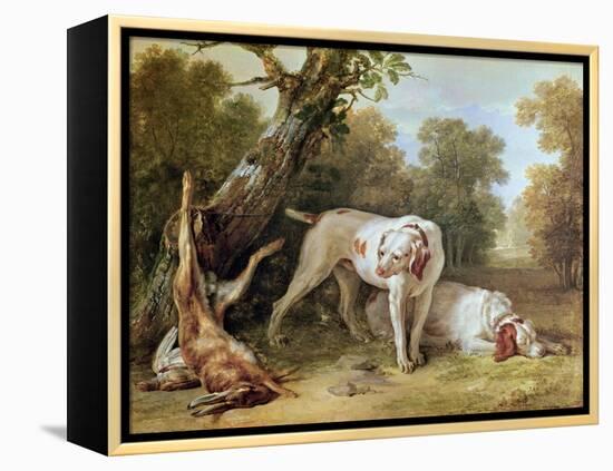 Dog and Hare-Jean-Baptiste Oudry-Framed Premier Image Canvas