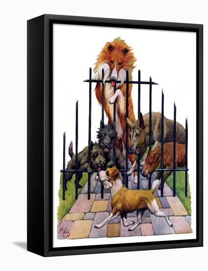 "Dog and His Bone,"March 5, 1927-Robert L. Dickey-Framed Premier Image Canvas