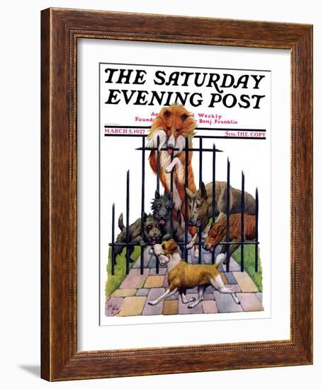 "Dog and His Bone," Saturday Evening Post Cover, March 5, 1927-Robert L. Dickey-Framed Giclee Print