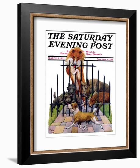 "Dog and His Bone," Saturday Evening Post Cover, March 5, 1927-Robert L. Dickey-Framed Giclee Print