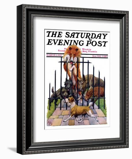 "Dog and His Bone," Saturday Evening Post Cover, March 5, 1927-Robert L. Dickey-Framed Giclee Print