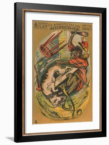 Dog and Monkey Fight-null-Framed Art Print