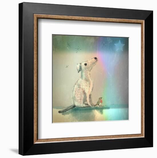 Dog and Starlight-Claire Westwood-Framed Art Print