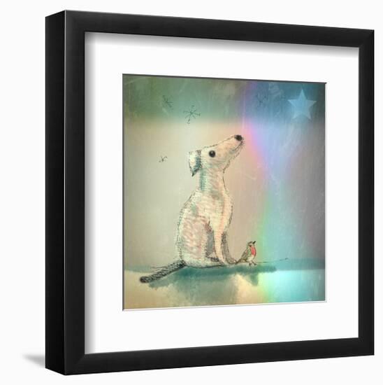 Dog and Starlight-Claire Westwood-Framed Art Print