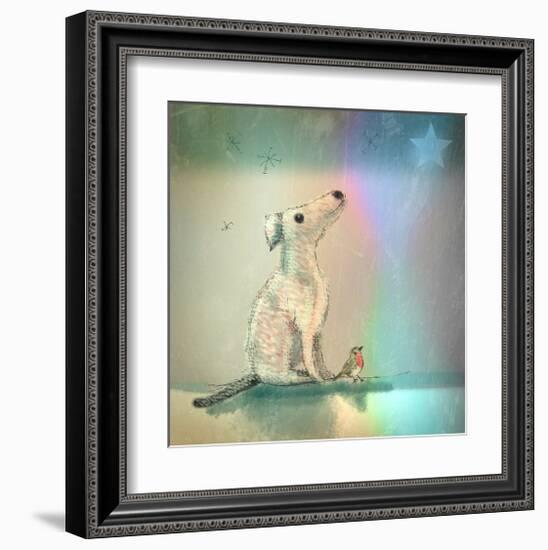 Dog and Starlight-Claire Westwood-Framed Art Print