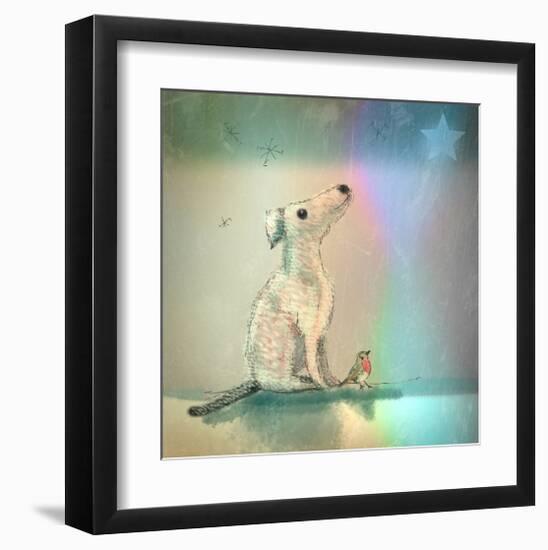 Dog and Starlight-Claire Westwood-Framed Art Print