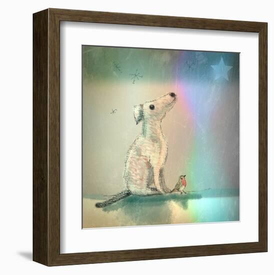 Dog and Starlight-Claire Westwood-Framed Art Print