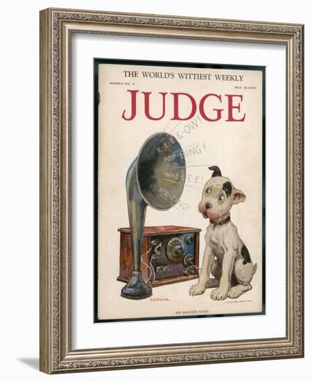 Dog and Wireless, His Masters Voice-R.b. Fuller-Framed Photographic Print