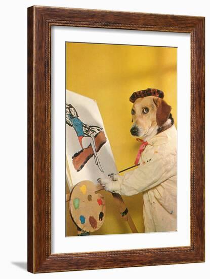 Dog at Easel, Retro-null-Framed Art Print