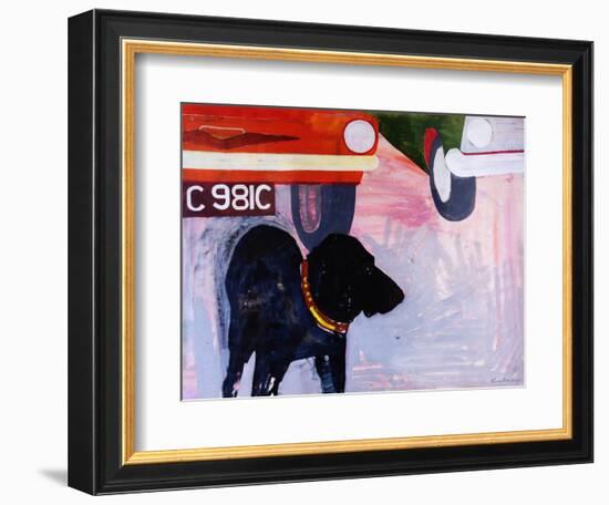 Dog at the Used Car Lot, Rex with Orange Car-Brenda Brin Booker-Framed Giclee Print