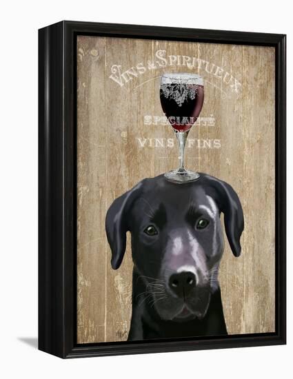 Dog Au Vin Black Labrador-Fab Funky-Framed Stretched Canvas