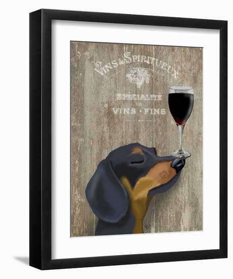 Dog Au Vin Dachshund-Fab Funky-Framed Art Print