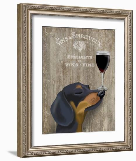 Dog Au Vin Dachshund-Fab Funky-Framed Art Print