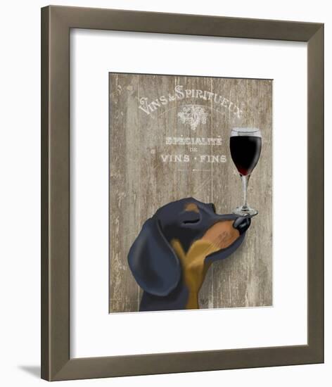 Dog Au Vin Dachshund-Fab Funky-Framed Art Print