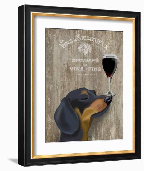 Dog Au Vin Dachshund-Fab Funky-Framed Art Print