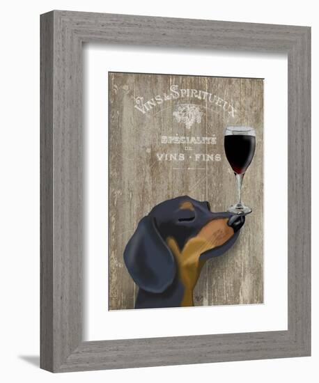 Dog Au Vin Dachshund-Fab Funky-Framed Art Print