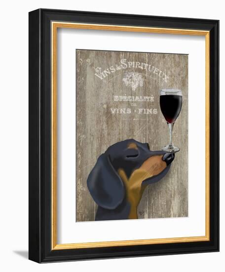 Dog Au Vin Dachshund-Fab Funky-Framed Art Print