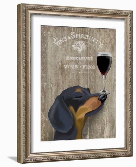 Dog Au Vin Dachshund-Fab Funky-Framed Art Print