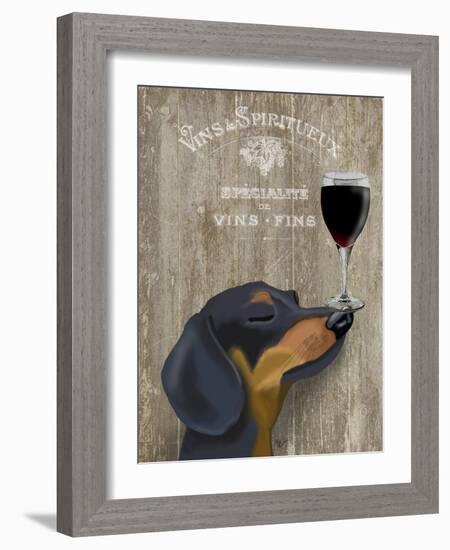 Dog Au Vin Dachshund-Fab Funky-Framed Art Print