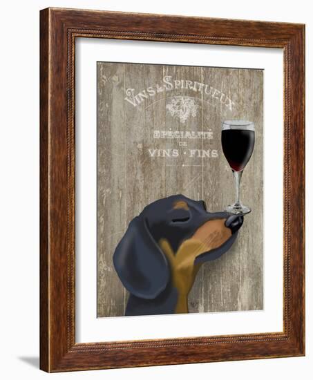 Dog Au Vin Dachshund-Fab Funky-Framed Art Print