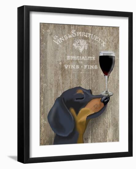 Dog Au Vin Dachshund-Fab Funky-Framed Art Print