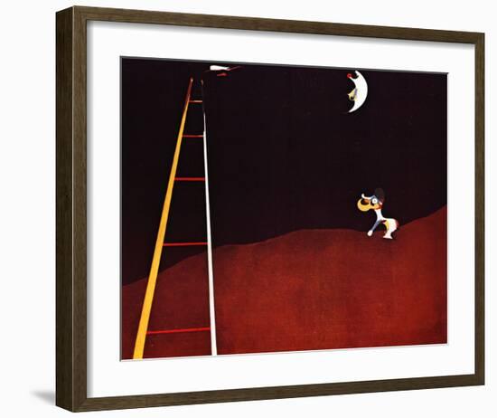 Dog Barking at the Moon-Joan Miro-Framed Art Print