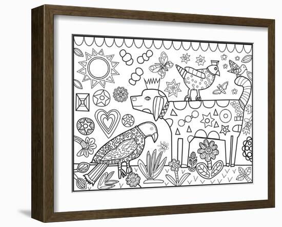 Dog Bird Sun CB-Jill Mayberg-Framed Giclee Print