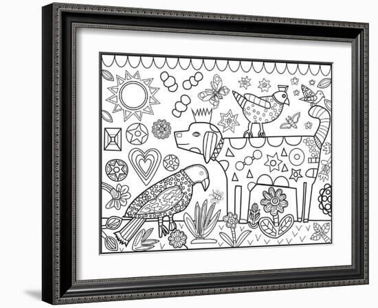 Dog Bird Sun CB-Jill Mayberg-Framed Giclee Print