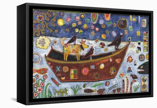 Dog Boat Crow Color-Jill Mayberg-Framed Premier Image Canvas