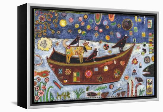 Dog Boat Crow Color-Jill Mayberg-Framed Premier Image Canvas