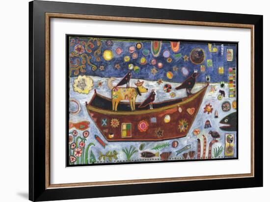 Dog Boat Crow Color-Jill Mayberg-Framed Giclee Print