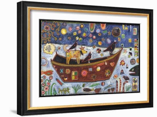 Dog Boat Crow Color-Jill Mayberg-Framed Giclee Print