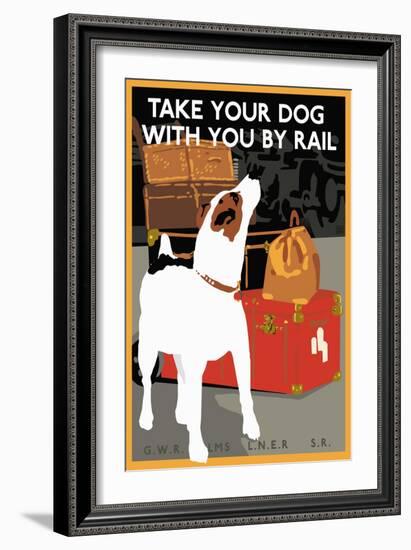 Dog by Rail-null-Framed Giclee Print