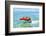 Dog Catching a Red Flying Disc and Swimming in Water-Javier Brosch-Framed Photographic Print