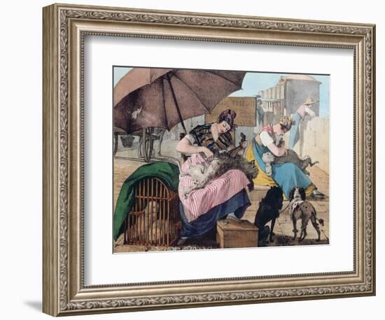 Dog Clippers on the Pont-Neuf, 1820 (Colour Litho)-John James Chalon-Framed Giclee Print