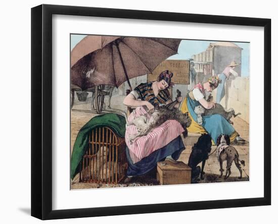 Dog Clippers on the Pont-Neuf, 1820 (Colour Litho)-John James Chalon-Framed Giclee Print