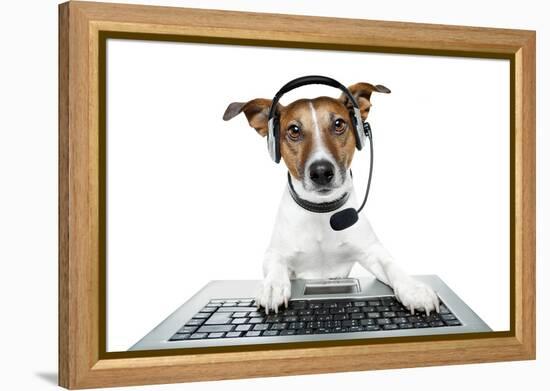 Dog Computer Pc Tablet-Javier Brosch-Framed Premier Image Canvas