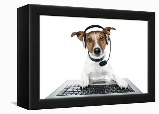 Dog Computer Pc Tablet-Javier Brosch-Framed Premier Image Canvas