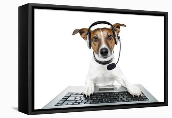 Dog Computer Pc Tablet-Javier Brosch-Framed Premier Image Canvas