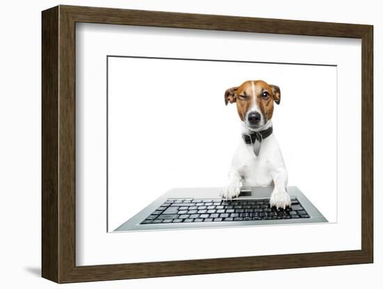 Dog Computer Pc Tablet-Javier Brosch-Framed Photographic Print