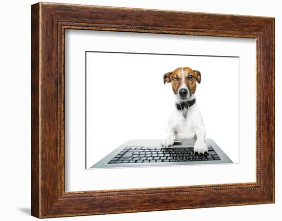 Dog Computer Pc Tablet-Javier Brosch-Framed Photographic Print