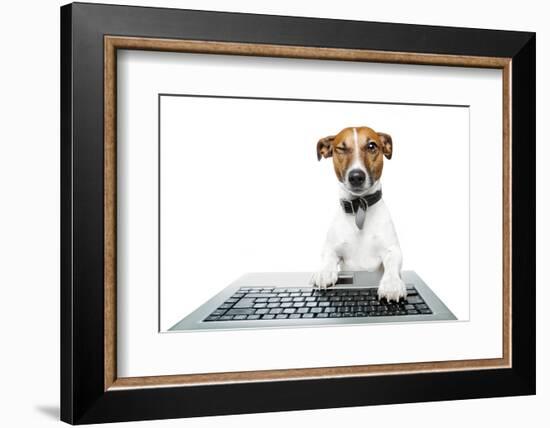 Dog Computer Pc Tablet-Javier Brosch-Framed Photographic Print