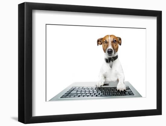 Dog Computer Pc Tablet-Javier Brosch-Framed Photographic Print