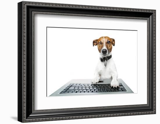 Dog Computer Pc Tablet-Javier Brosch-Framed Photographic Print