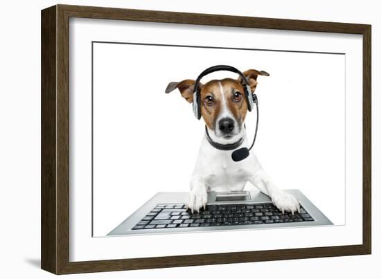 Dog Computer Pc Tablet-Javier Brosch-Framed Photographic Print