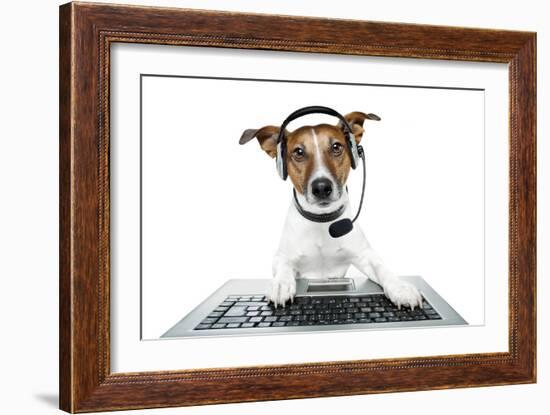 Dog Computer Pc Tablet-Javier Brosch-Framed Photographic Print