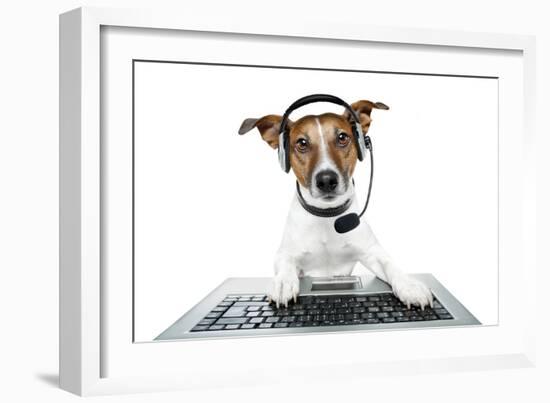 Dog Computer Pc Tablet-Javier Brosch-Framed Photographic Print