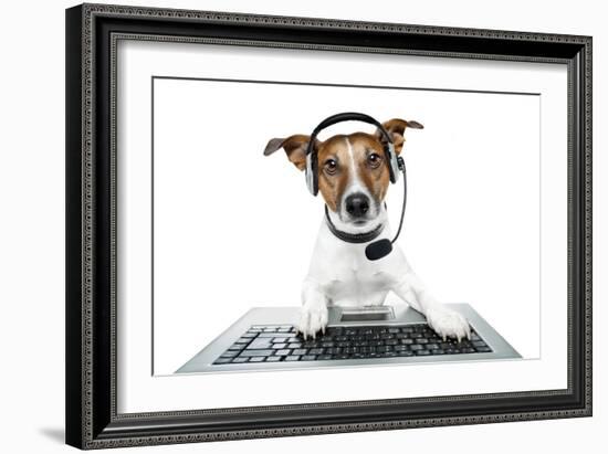 Dog Computer Pc Tablet-Javier Brosch-Framed Photographic Print