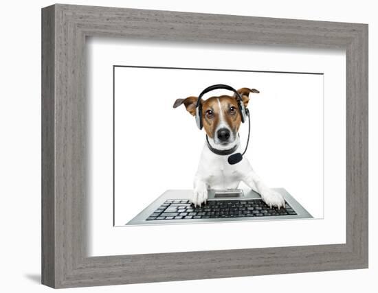 Dog Computer Pc Tablet-Javier Brosch-Framed Photographic Print