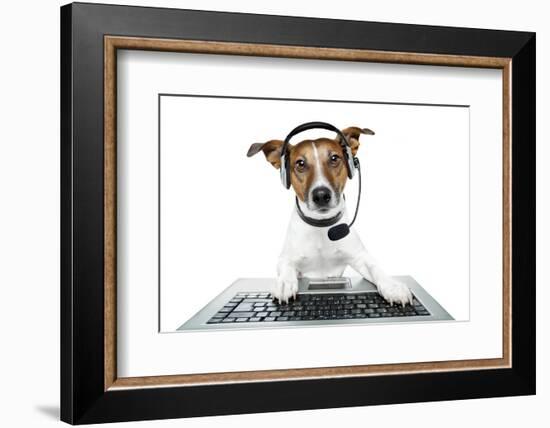 Dog Computer Pc Tablet-Javier Brosch-Framed Photographic Print